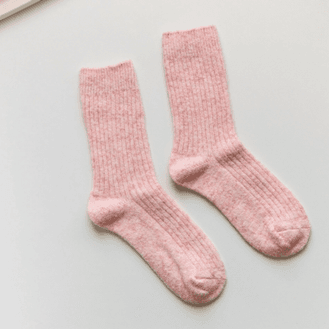 Cashmere &amp; Wool Blend Pink Socks