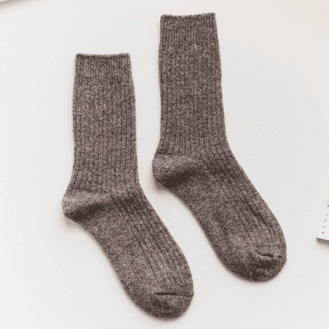 Cashmere &amp; Wool Blend Taupe Socks