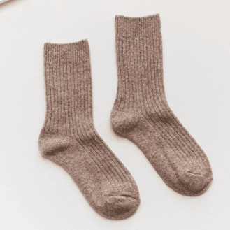 Cashmere &amp; Wool Blend Camel Socks