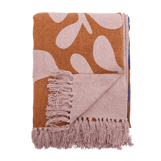 Atle Recycled Brown Leaf Cotton Throw