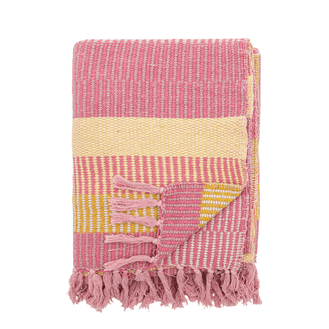Isnel Recycled Pink &amp; Yellow Stripe Cotton Throw