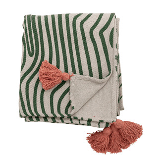 Woodsby Recycled Cotton Wavy Stripe Green/Orange Throw