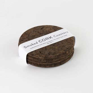 Round Smoked Cork Coaster Set