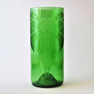 Geometric Elephant - Upcycled Wine Bottle Etched Glass Vase - Gift fpr Her - Gift for Him - Christmas