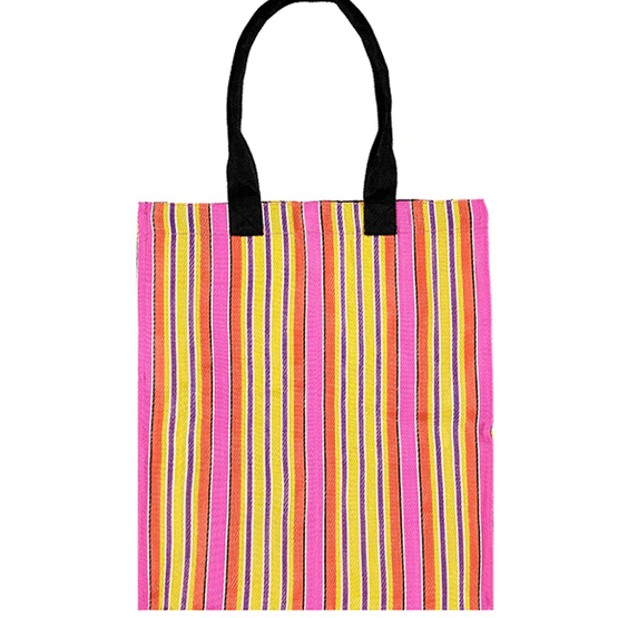 Recycled Woven Multi-Stripe Tote Bag (Neyron Rose, Sage, Primrose)