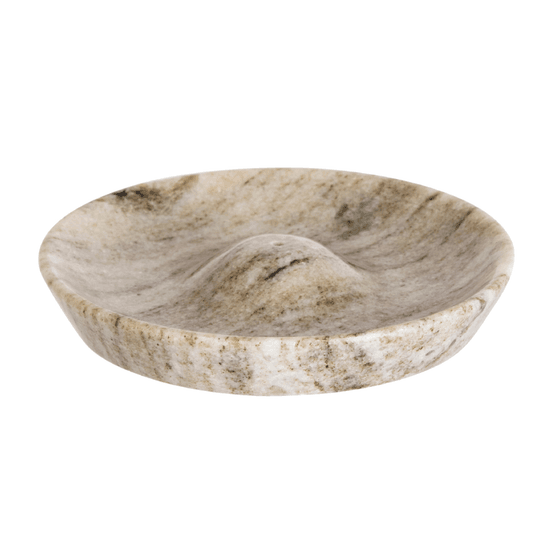 Handcrafted Round Beige Marble Incense Holder