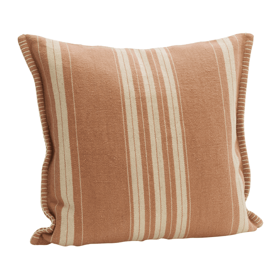 Handwoven Dusty Rose Striped Cushion Cover