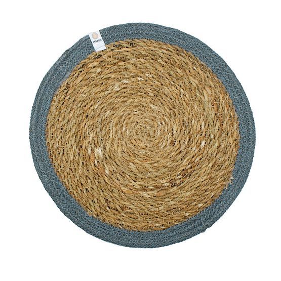 Set of 6 Seagrass &amp; Jute Natural/Grey Placemats