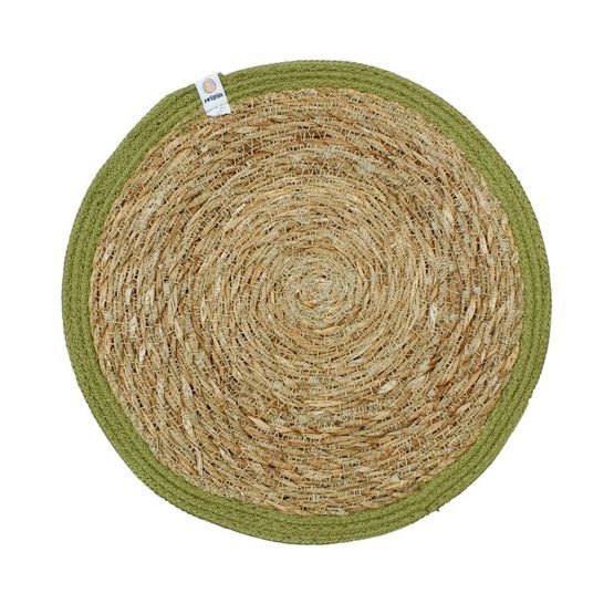Set of 6 Seagrass &amp; Jute Natural/Green Placemats