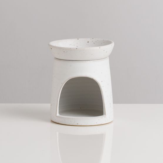 Handmade Ceramic White Speckled Wax Burner