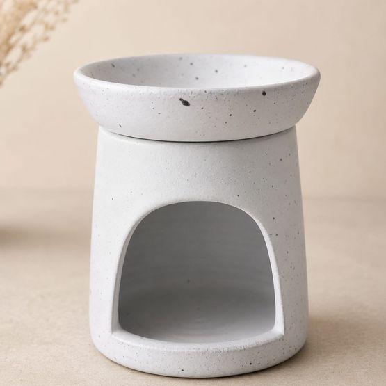 Handmade Ceramic White Speckled Wax Burner