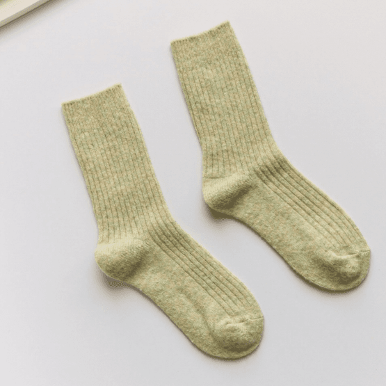 Cashmere &amp; Wool Oat Green Blend Socks