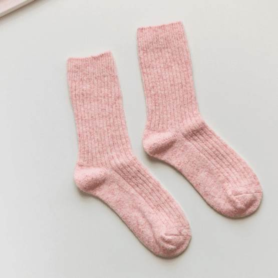 Cashmere &amp; Wool Blend Pink Socks