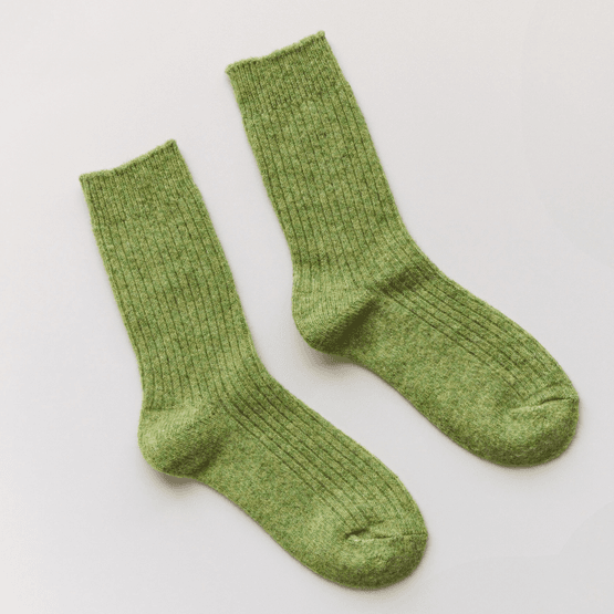 Cashmere &amp; Wool Blend Socks – Moss Green