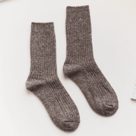 Cashmere &amp; Wool Blend Taupe Socks