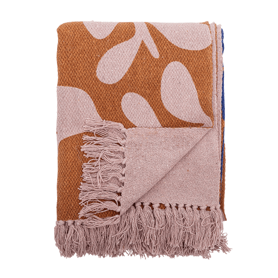 Atle Recycled Brown Leaf Cotton Throw