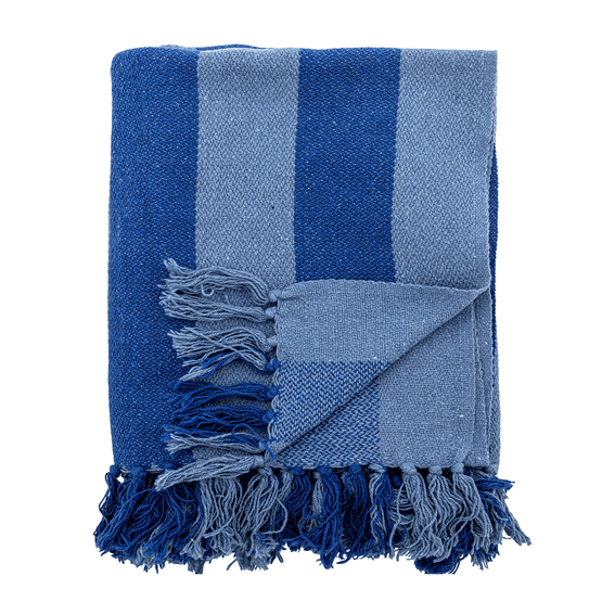 Frello Recycled Blue Stripe Cotton Throw