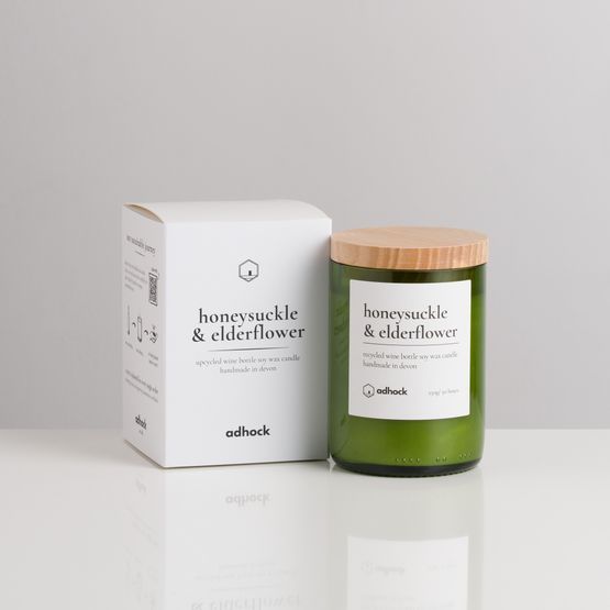 Honeysuckle &amp; Elderflower Upcycled Wine Bottle Candle